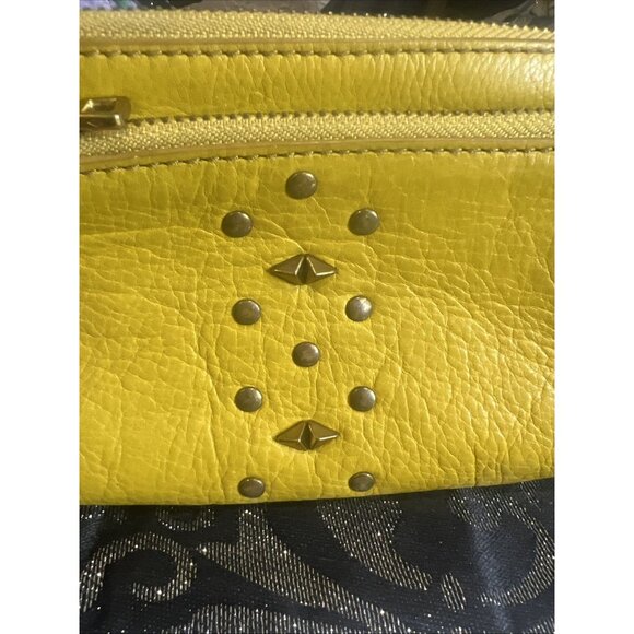 Fossil Leather Yellow Mustard Studded Wristlet Wallet - Picture 15 of 15